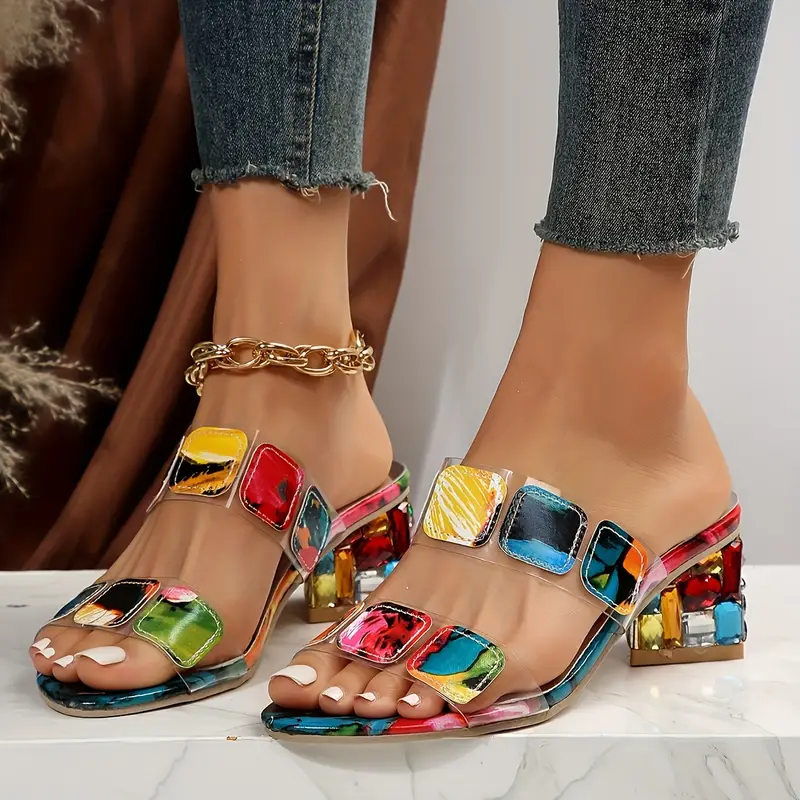 Bunte Sandalen mit Doppelriemen R&B - Image 4