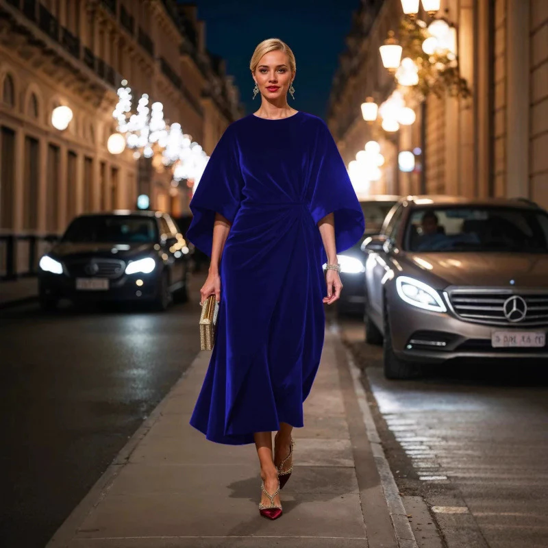 Damen Abendkleid im eleganten Samt-Design mit voluminösen Ärmeln und taillierter Silhouette R&B - Image 3
