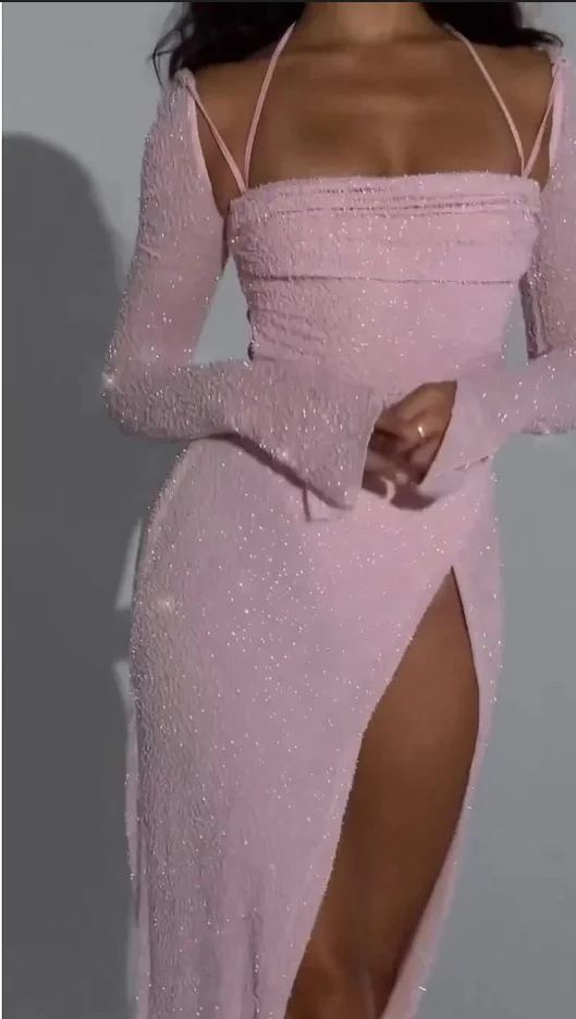 Damen Abendkleid mit funkelndem Material und elegantem Schlitz R&B - Image 6