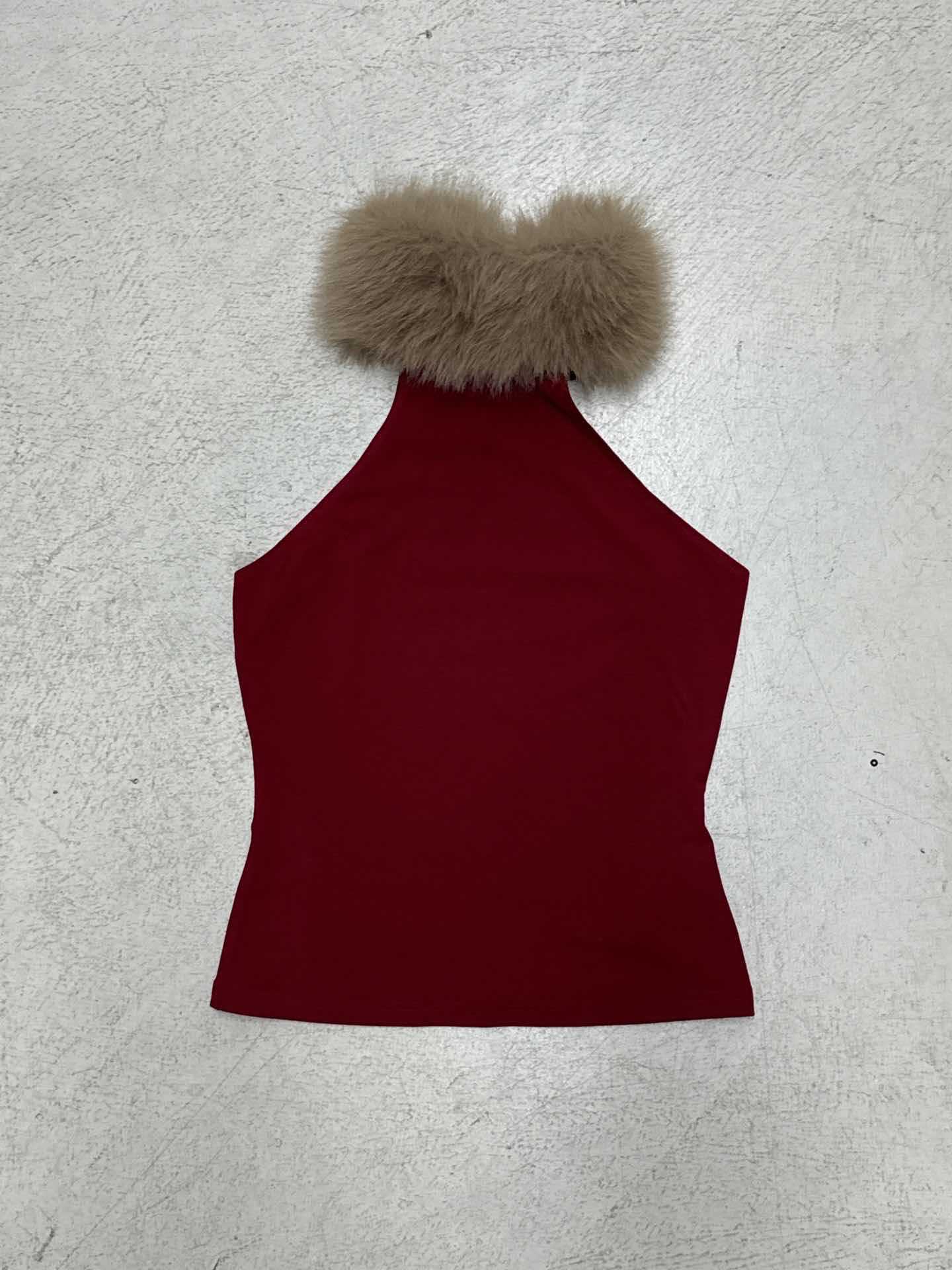 Damen Abendkleid mit tiefem V-Ausschnitt und elegantem Kunstfellkragen R&B - Image 6