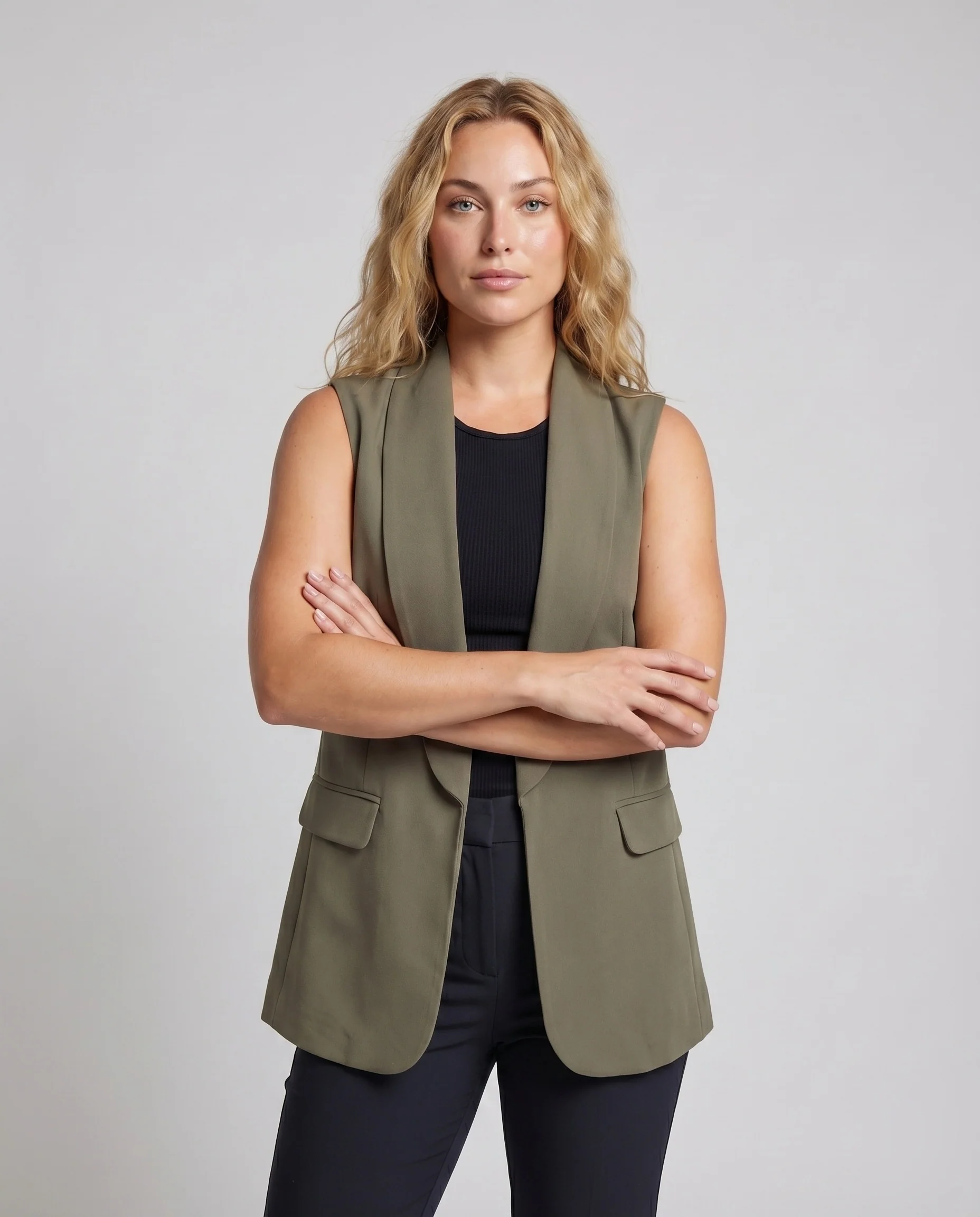 Damen ärmellose Blazer mit schmaler Silhouette und schickem Revers - Image 2