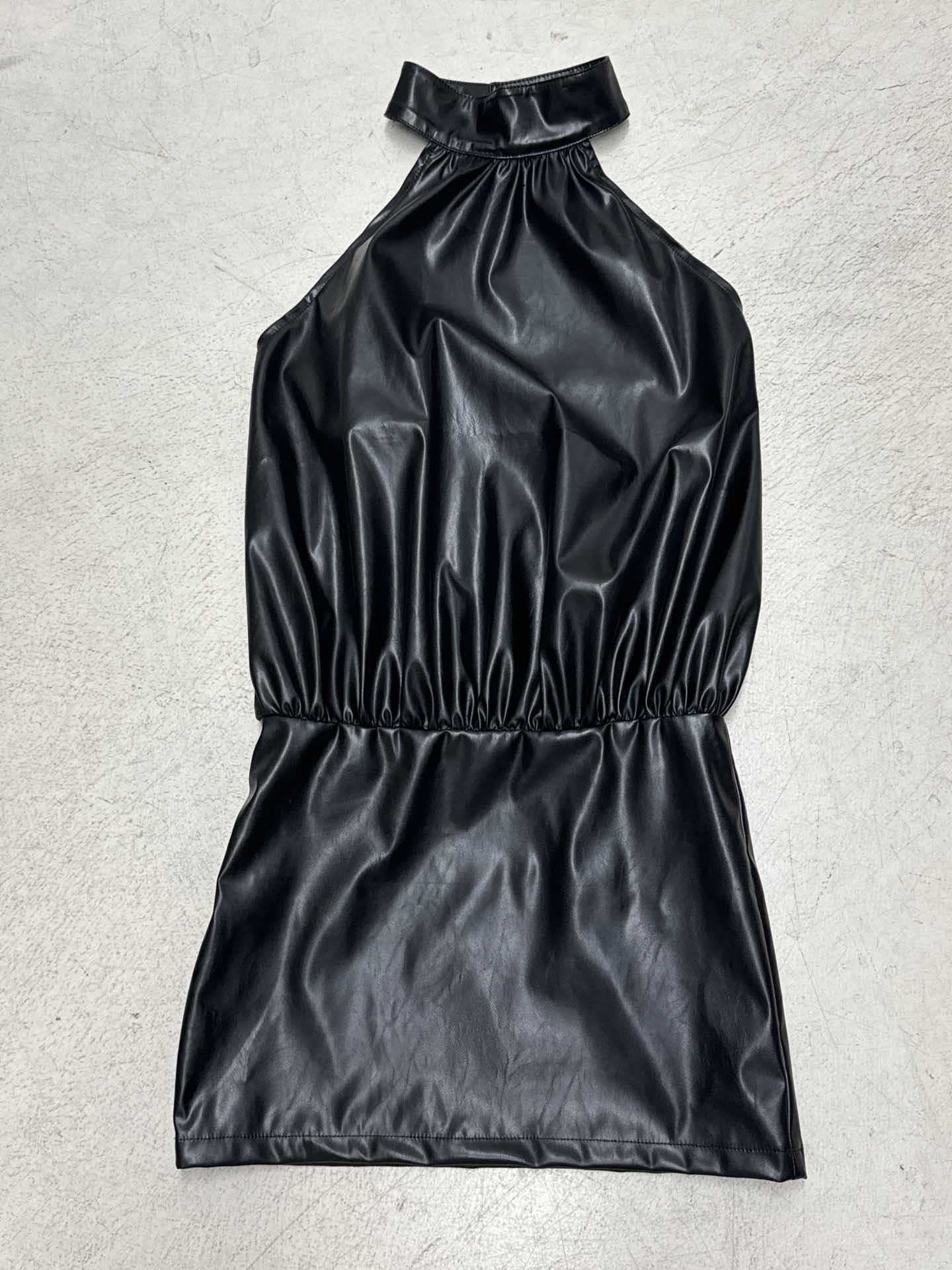 Damen ärmelloses Kunstlederkleid mit modernem Stehkragen R&B - Image 6