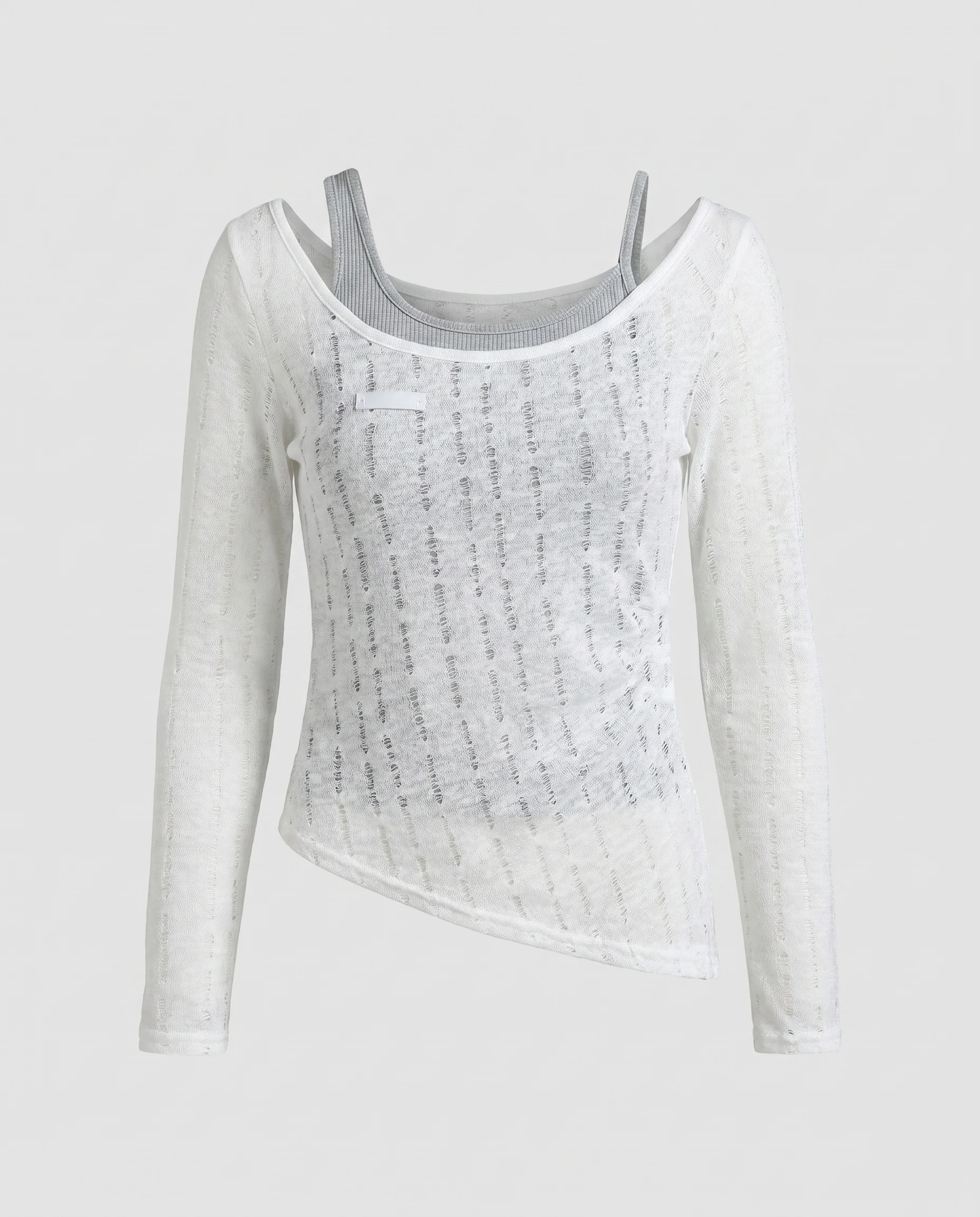 Damen Ärmelloses Overlay-Top mit asymmetrischem Schnitt und integriertem Untertop - Image 5