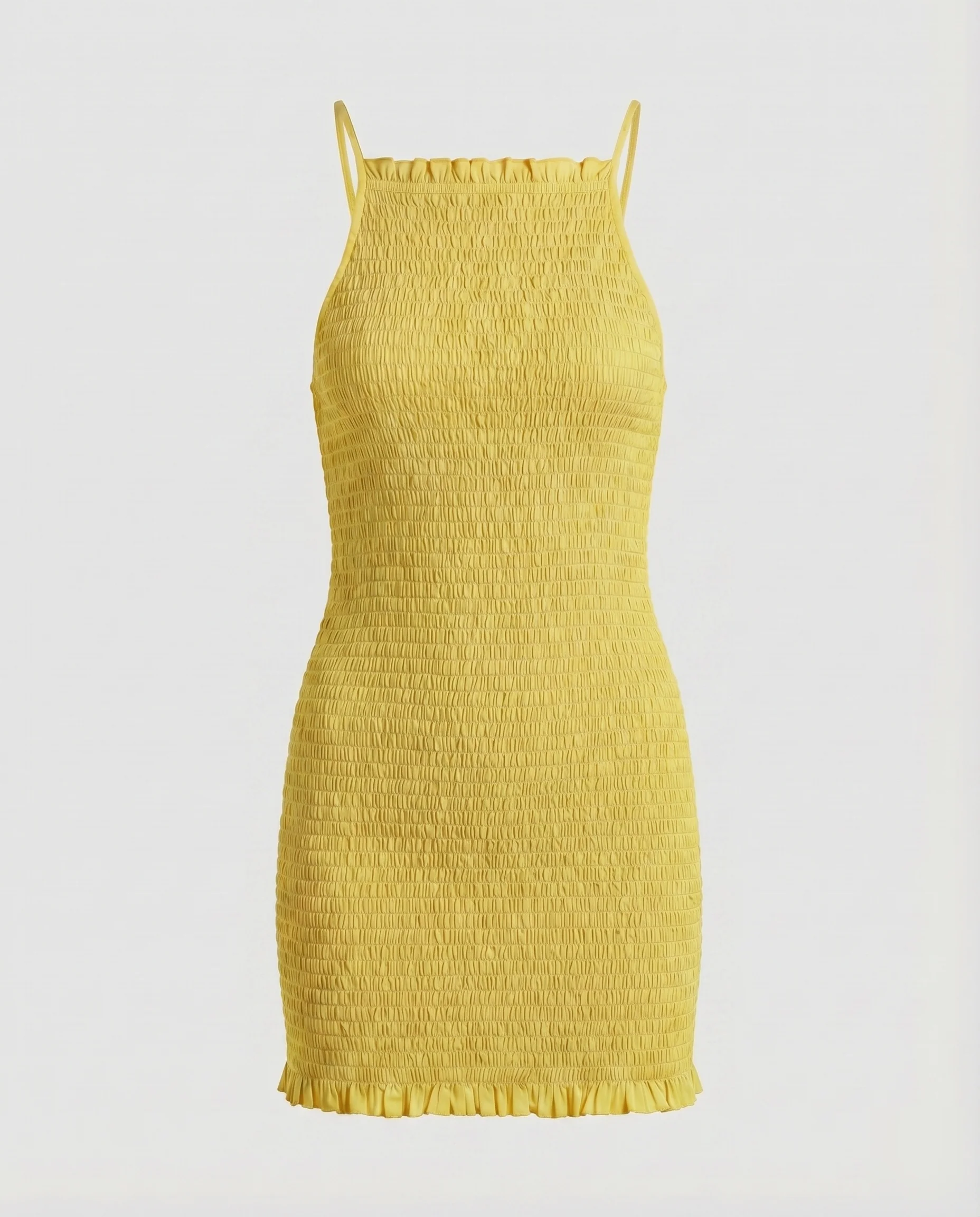 Damen ärmelloses Strandkleid mit gerafftem Design und Rüschensaum - Image 6