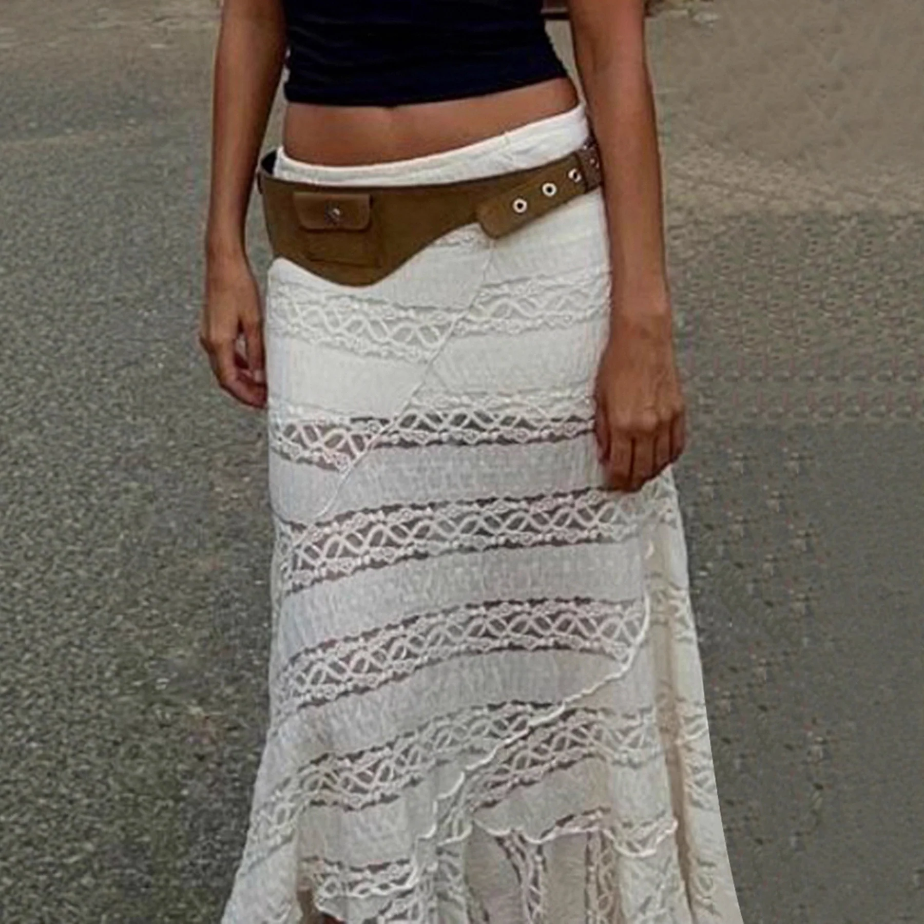 Damen Asymmetrischer Spitzenrock mit elegantem Design und fließendem Schnitt R&B - Image 3