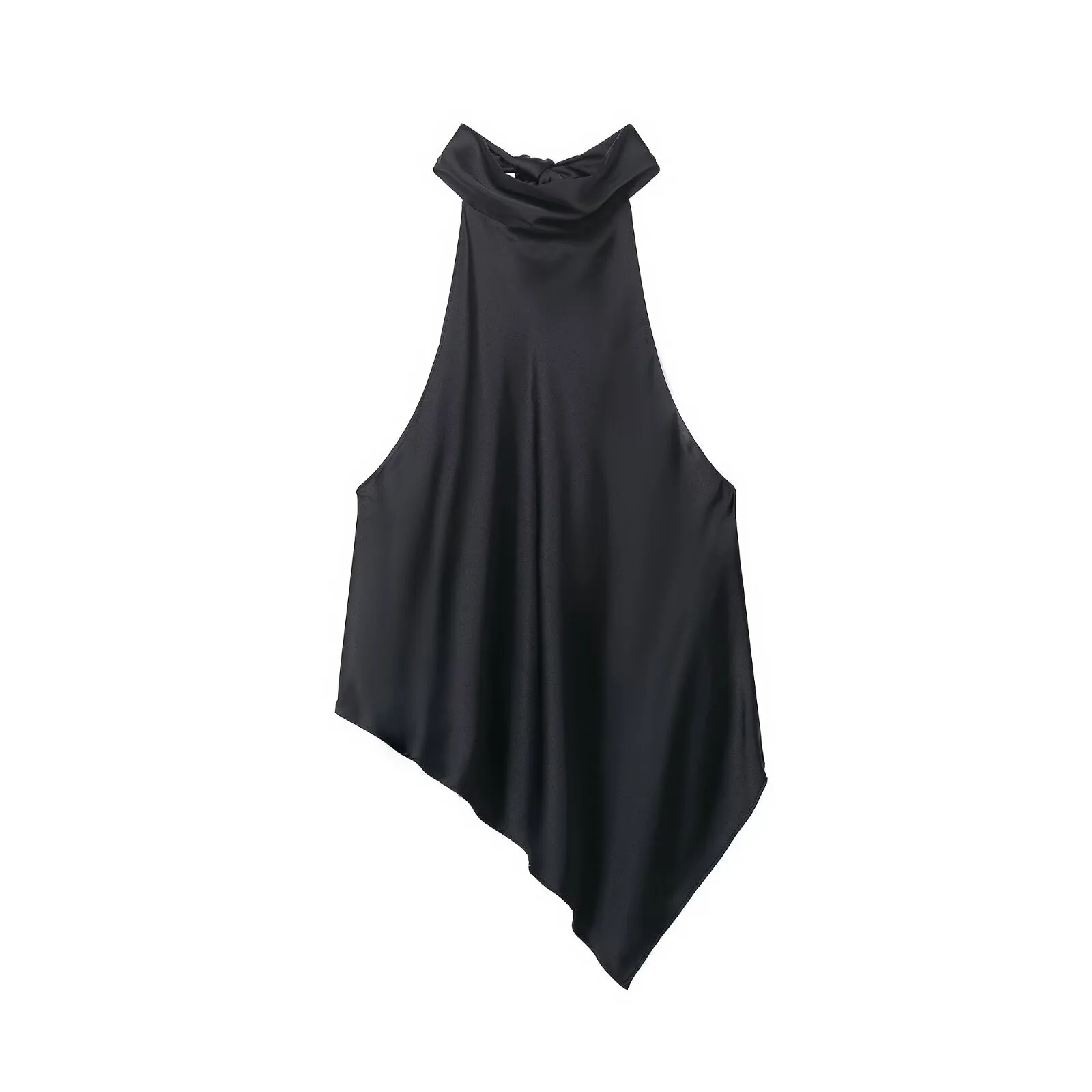 Damen asymmetrisches Halbtop mit elegantem Kragen und fließendem Material R&B - Image 8
