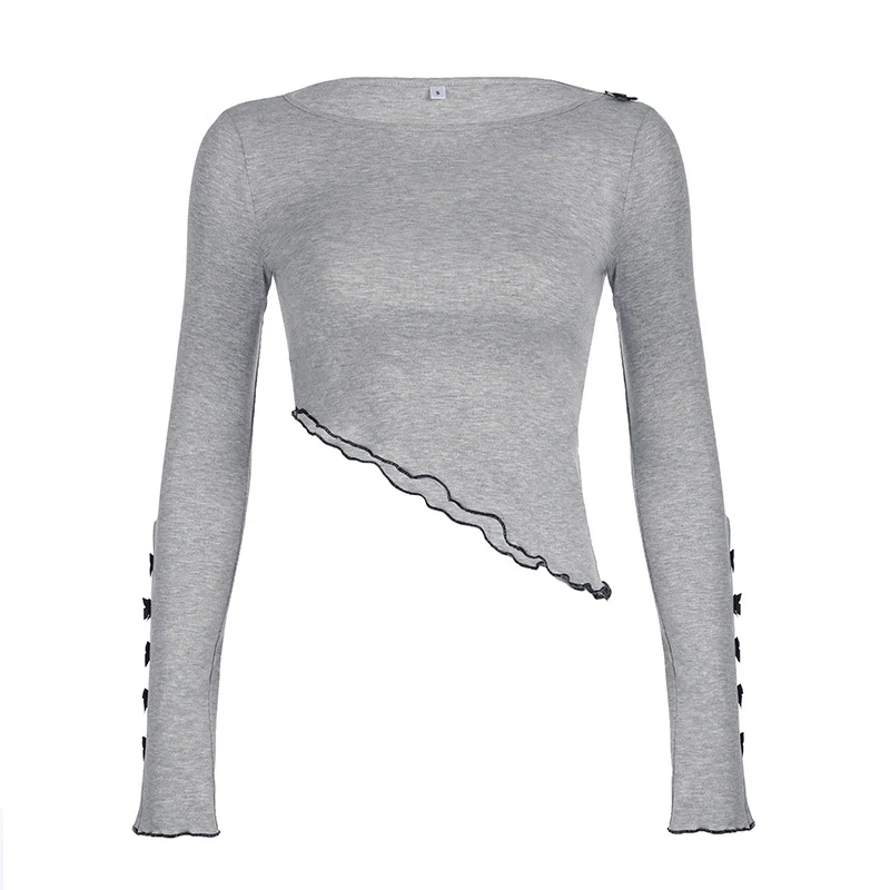 Damen asymmetrisches Langarmoberteil mit dekorativer Raffung R&B - Image 6