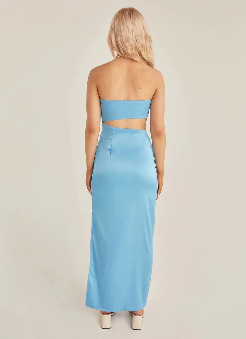Damen asymmetrisches Maxikleid mit tiefem Rückenausschnitt und figurbetonter Silhouette R&B - Image 5
