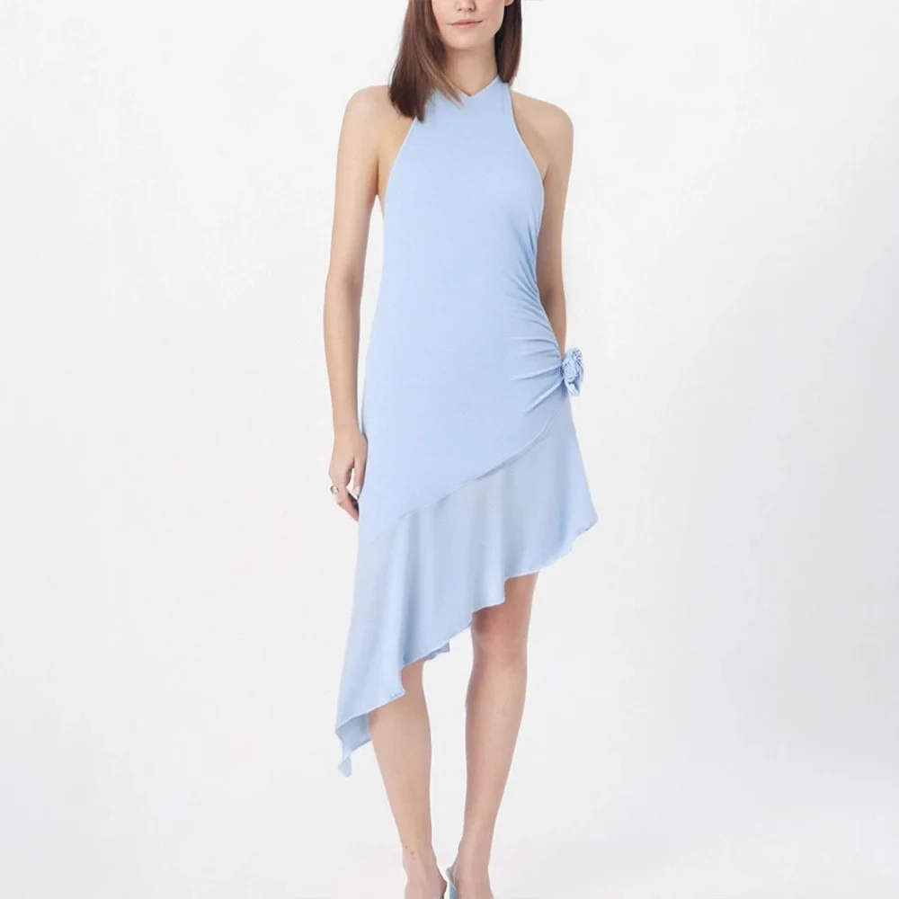 Damen asymmetrisches Wickelkleid mit zarten Rüschendetails R&B