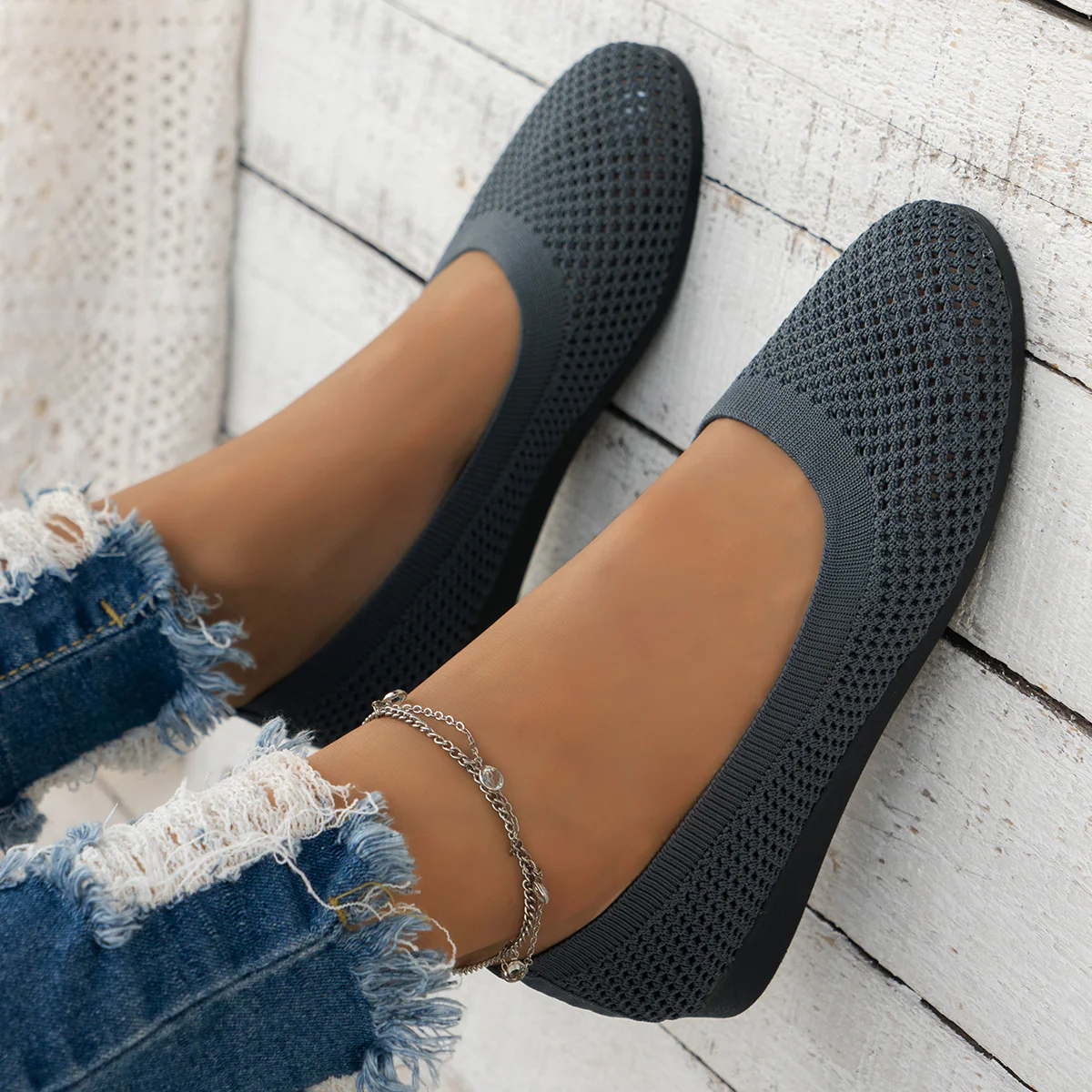 Damen Atmungsaktive Ballerinas aus flexiblem Netzmaterial R&B - Image 17