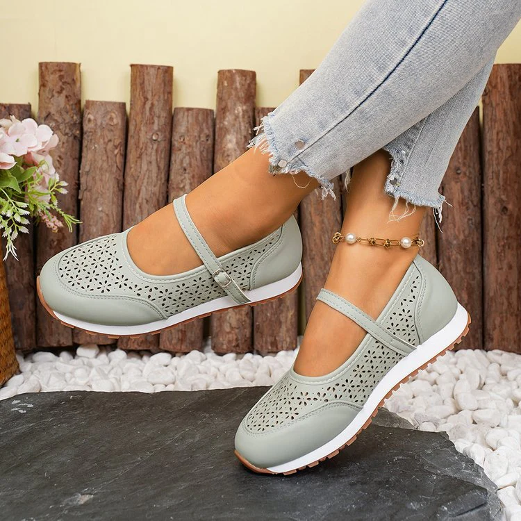 Damen Atmungsaktive Ballerinas mit dekorativer Perforation R&B - Image 3