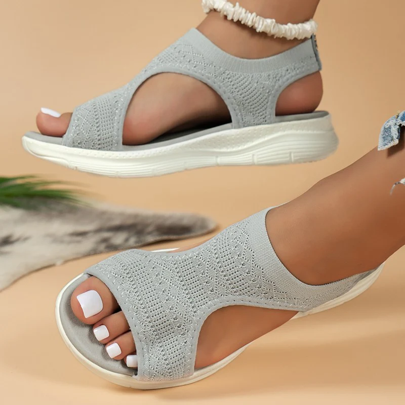 Damen Atmungsaktive Freizeit-Sandalen mit modischem Strickdesign und dämpfender Sohle R&B - Image 9