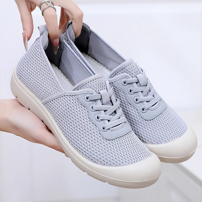Damen Atmungsaktive Freizeit-Sneaker mit flexibler Sohle und elastischem Schnürsystem Heidi-Mode