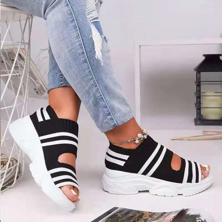 Damen atmungsaktive Freizeitschuhe mit offenen Zehen und elastischem Obermaterial R&B - Image 7