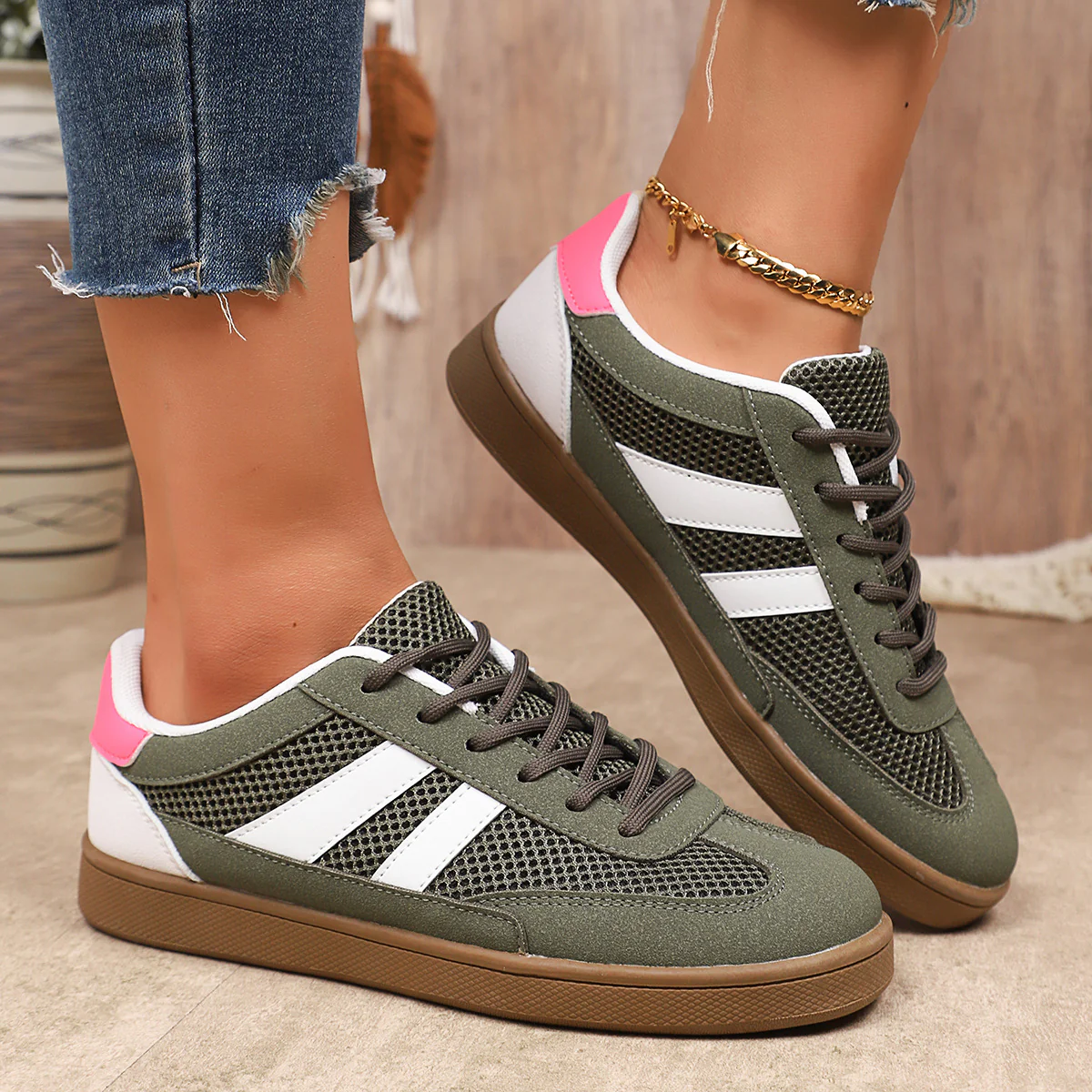 Damen Atmungsaktive Freizeitsneaker mit modischem Netzdesign R&B - Image 3