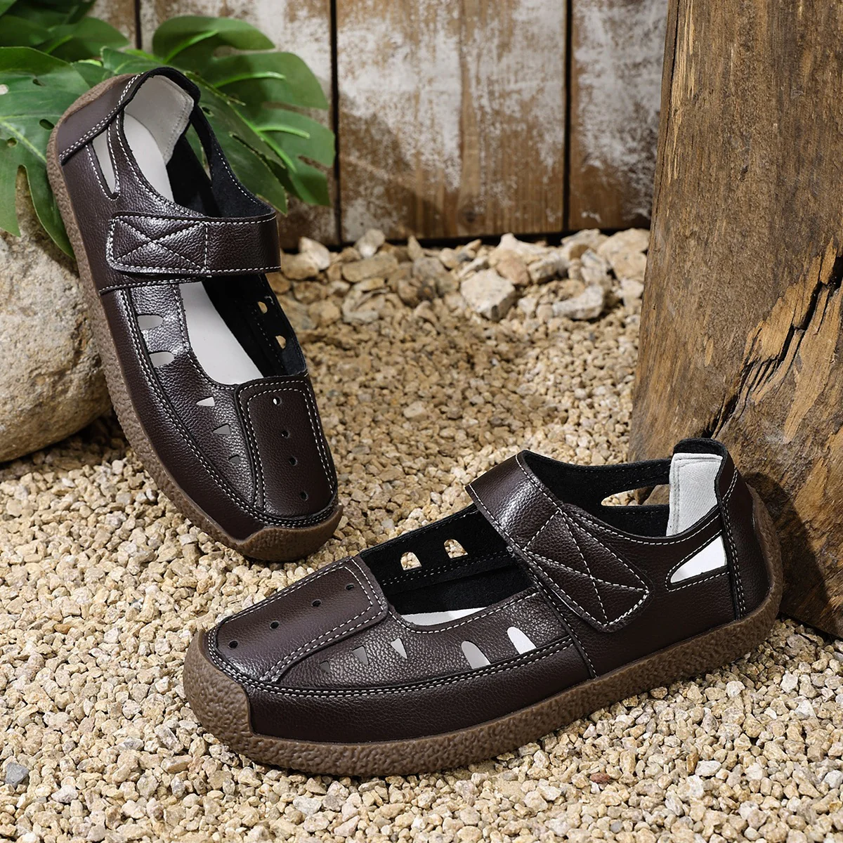 Damen Atmungsaktive Sandalen mit verstellbarem Klettverschluss und rutschfester Sohle R&B - Image 6