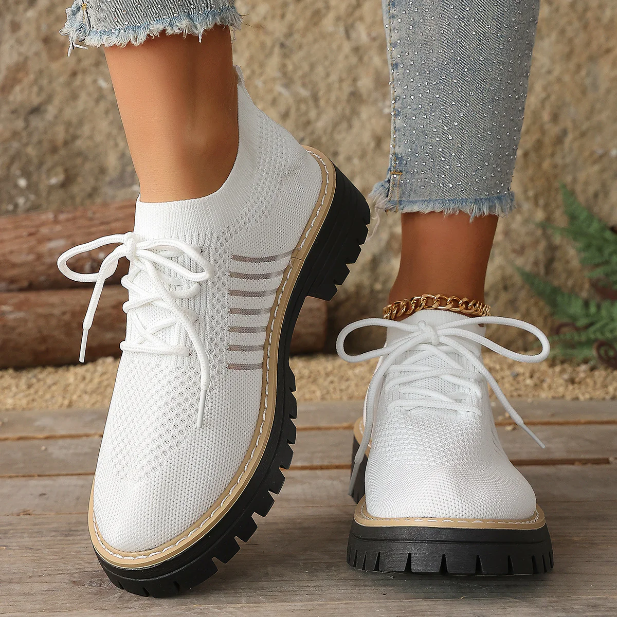 Damen Atmungsaktive Schnürschuhe mit stabiler Profilsohle R&B - Image 11