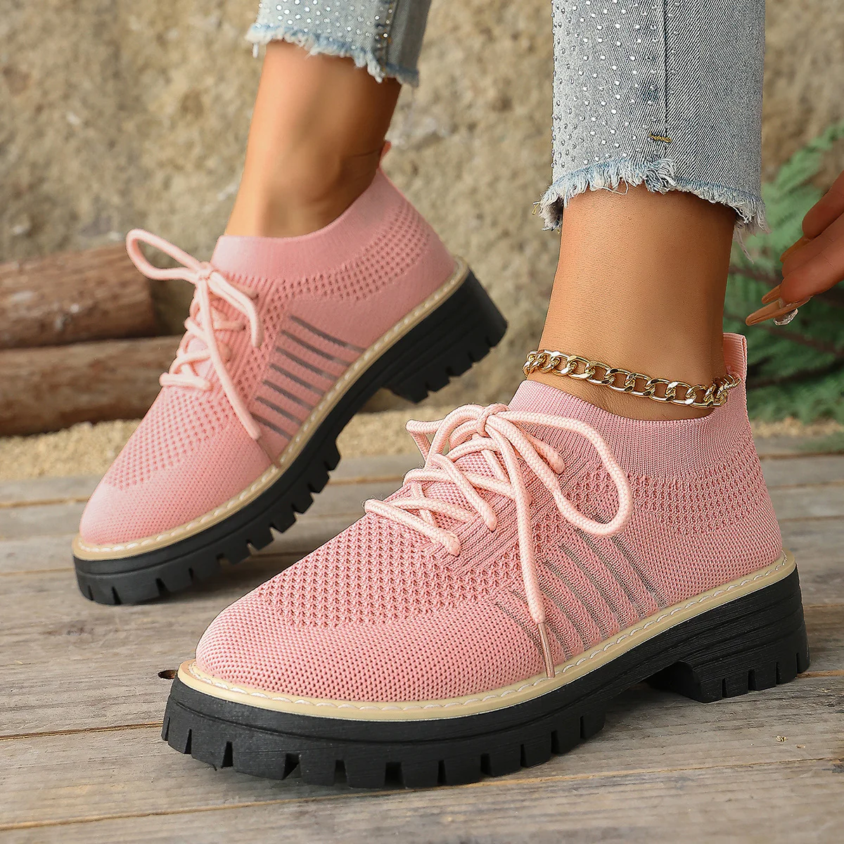 Damen Atmungsaktive Schnürschuhe mit stabiler Profilsohle R&B - Image 17