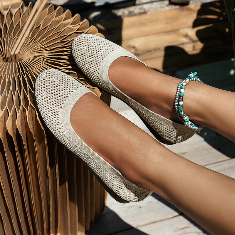 Damen Atmungsaktive Slip-On Ballerinas mit elastischer Struktur R&B - Image 3