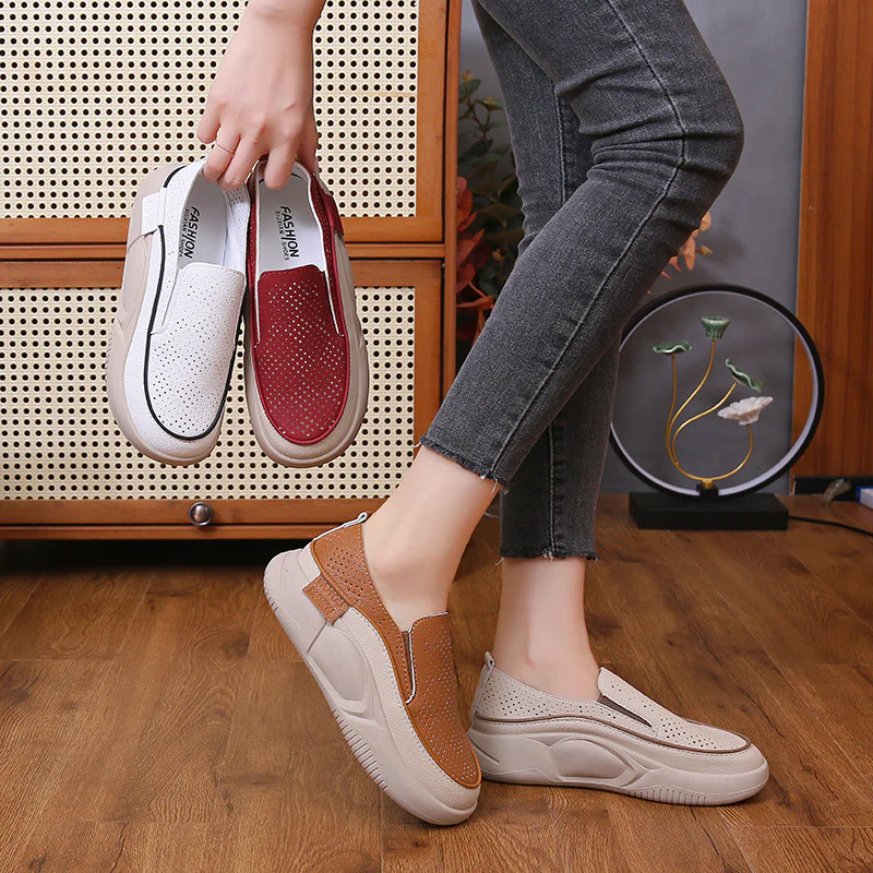 Damen Atmungsaktive Slip-On Freizeitschuhe mit perforierten Details R&B - Image 3