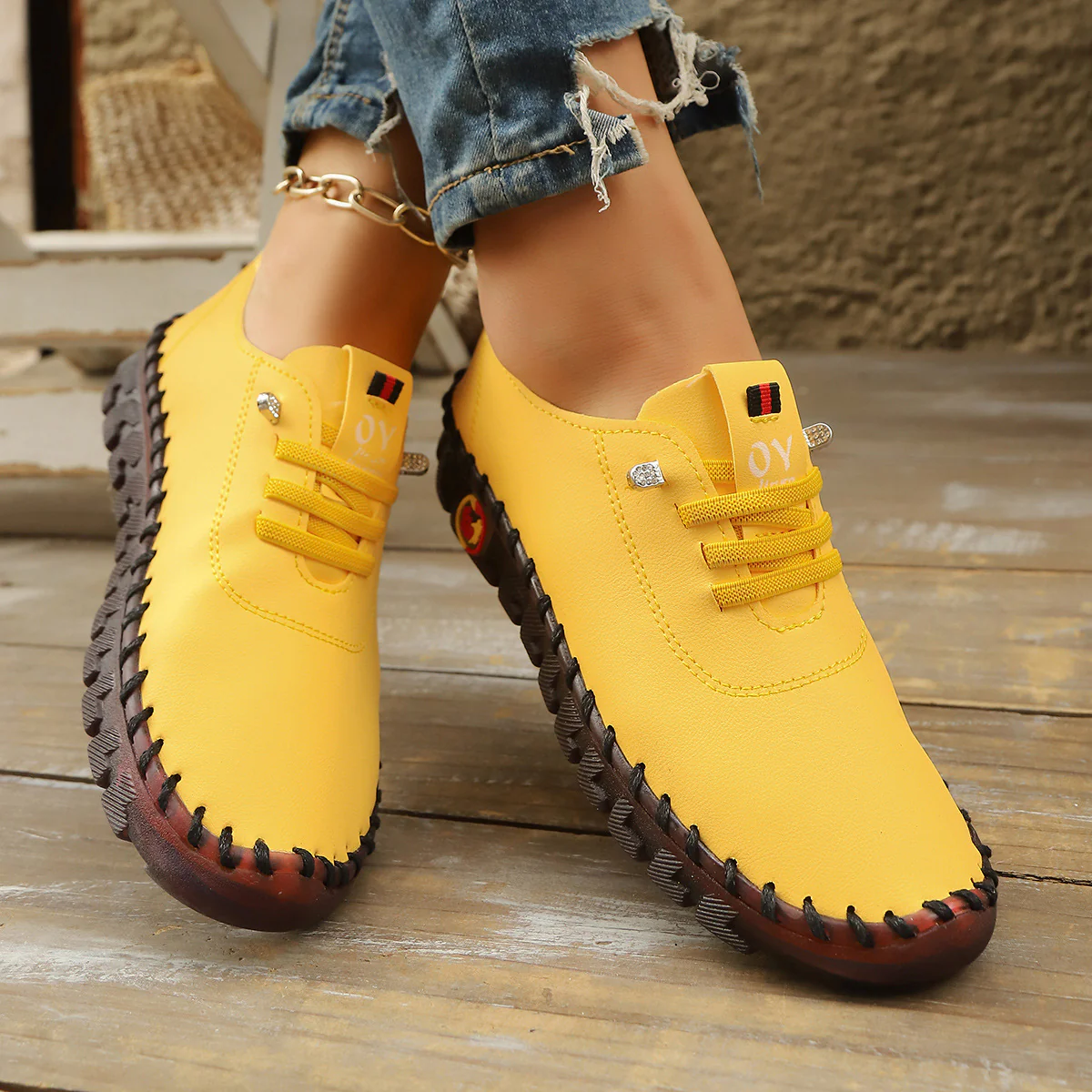 Damen Atmungsaktive und bequeme Freizeitschuhe mit elastischen Schnürsenkeln R&B - Image 17