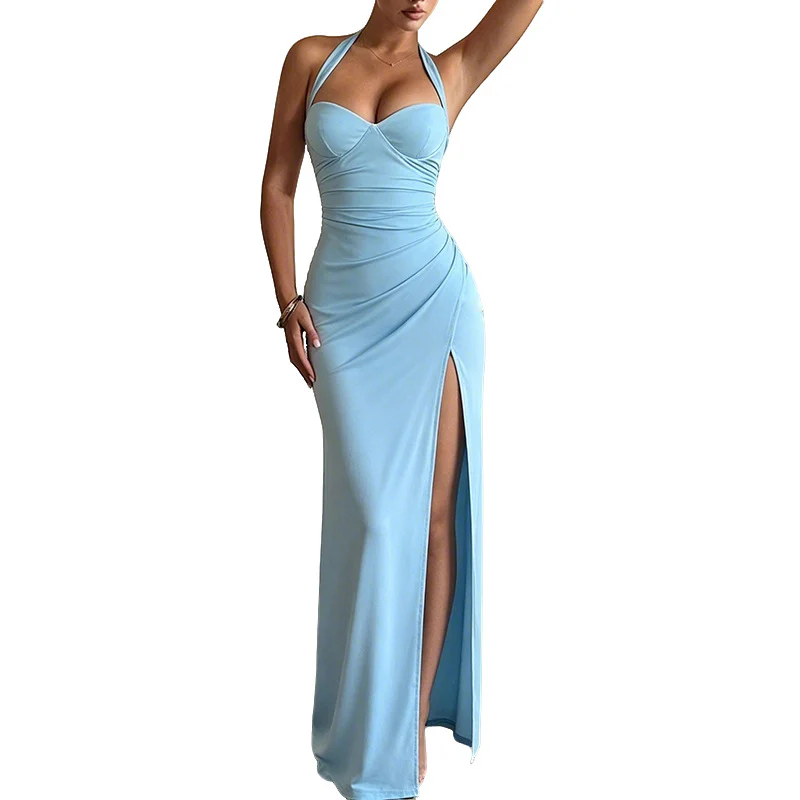Damen aufregendes Abendkleid mit tiefem Ausschnitt und hoher Seitenschlitz R&B - Image 5
