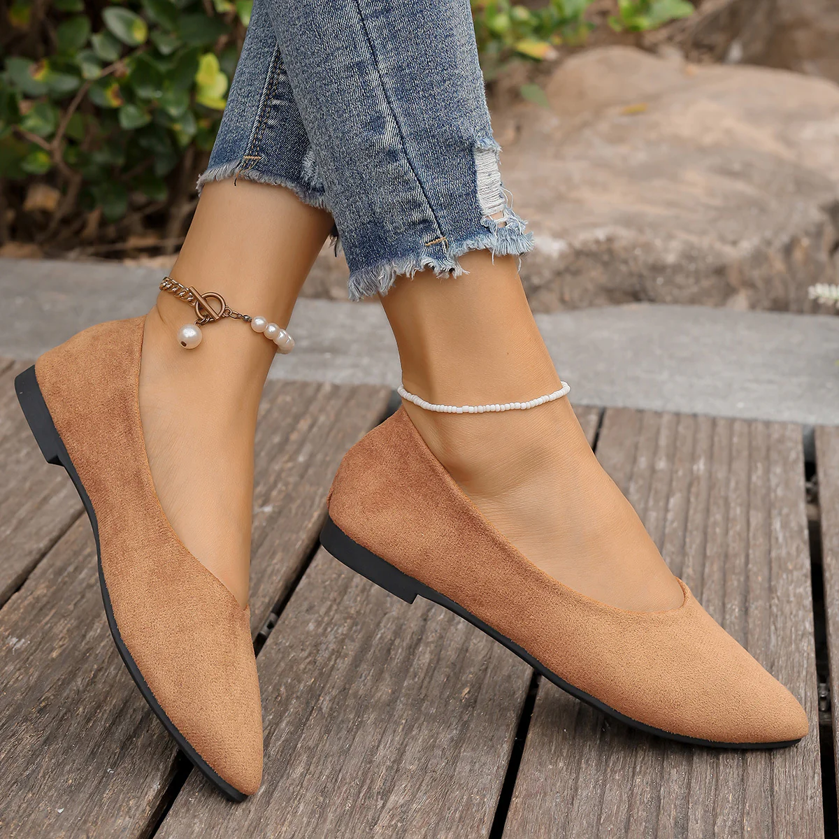 Damen Ballerinas im eleganten V-Ausschnitt und weichem Wildleder-Look R&B - Image 4