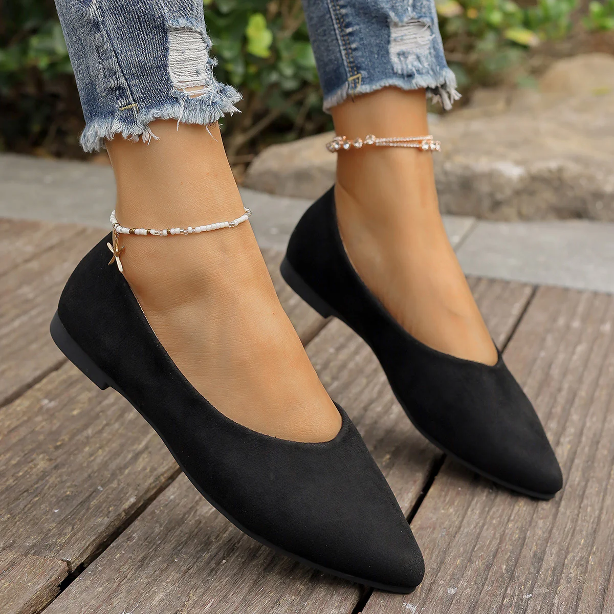 Damen Ballerinas im eleganten V-Ausschnitt und weichem Wildleder-Look R&B - Image 6