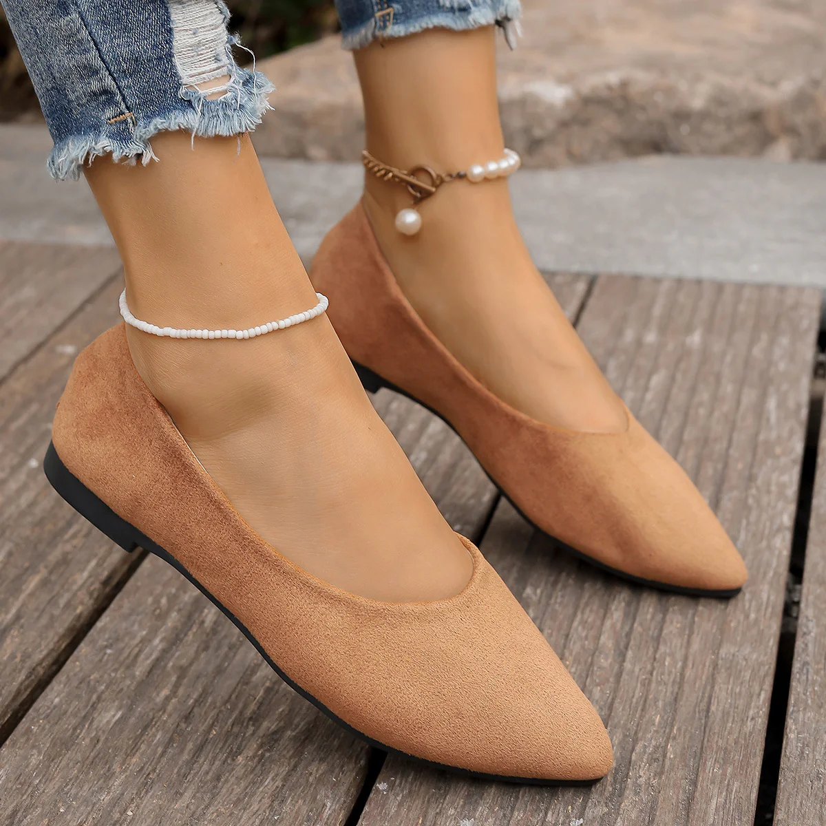 Damen Ballerinas im eleganten V-Ausschnitt und weichem Wildleder-Look R&B - Image 7