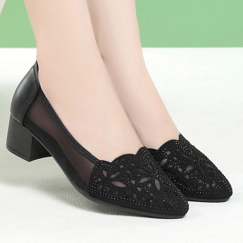 Damen Ballerinas mit dekorativem Lochdesign und komfortablem Blockabsatz R&B - Image 7