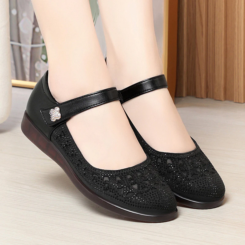 Damen Ballerinas mit dekorativem Riemchen und Strassverzierungen R&B - Image 3