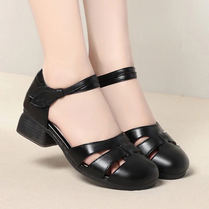 Damen Ballerinas mit elastischem Riemendesign und bequemem Blockabsatz R&B - Image 3