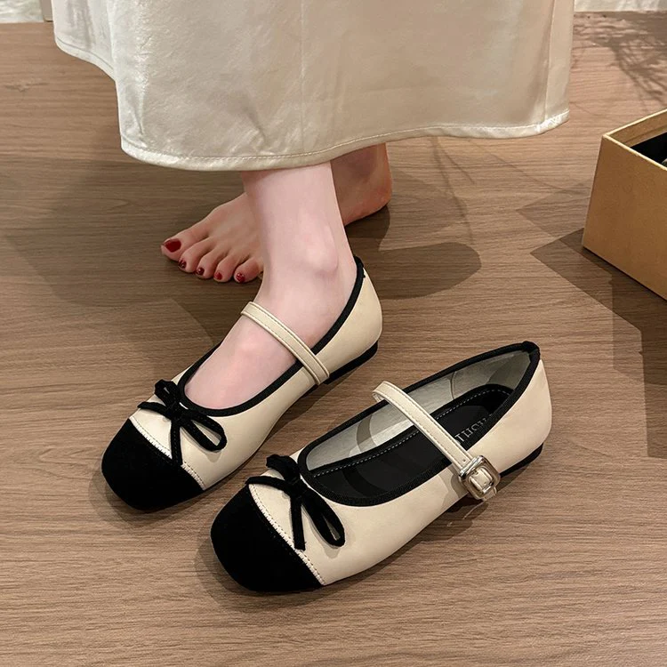 Damen Ballerinas mit elegante Schnalle und dekorativer Schleifenverzierung R&B