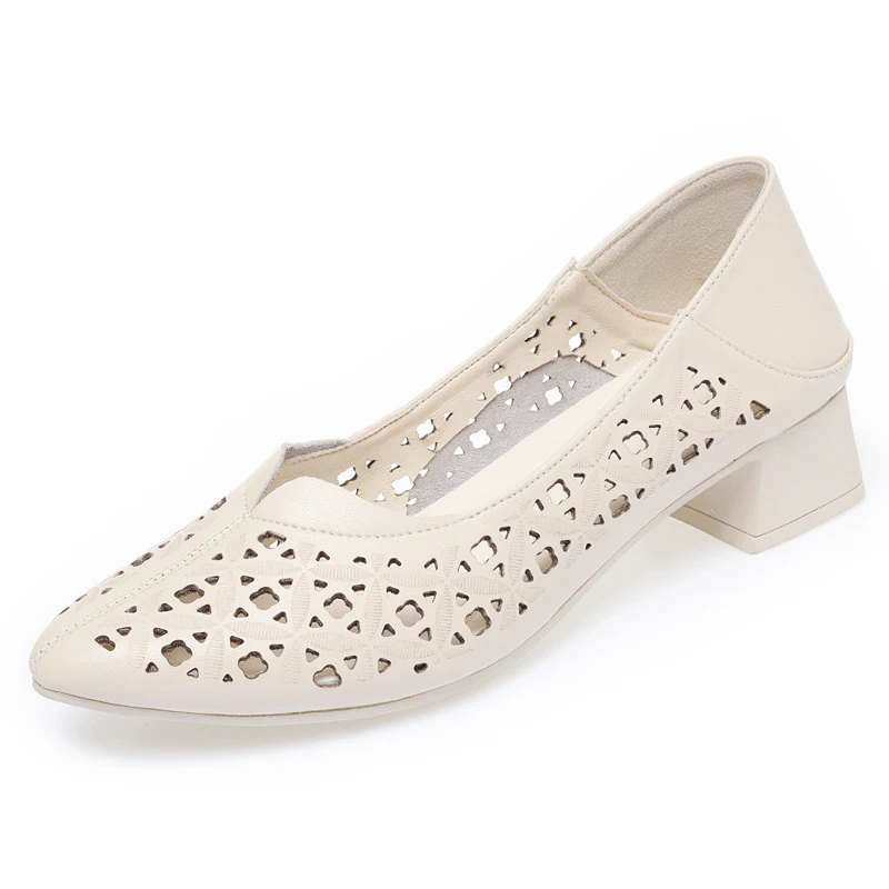 Damen Ballerinas mit elegantem Lochdesign und bequemem Blockabsatz R&B - Image 7