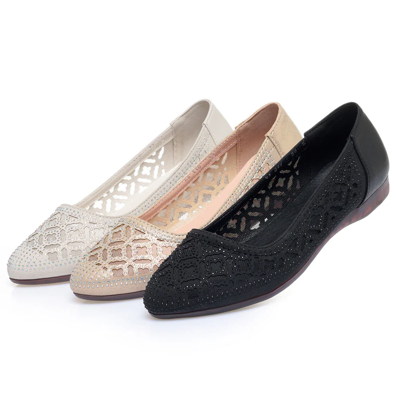 Damen Ballerinas mit elegantem Lochdesign und funkelnden Strassakzenten R&B - Image 4