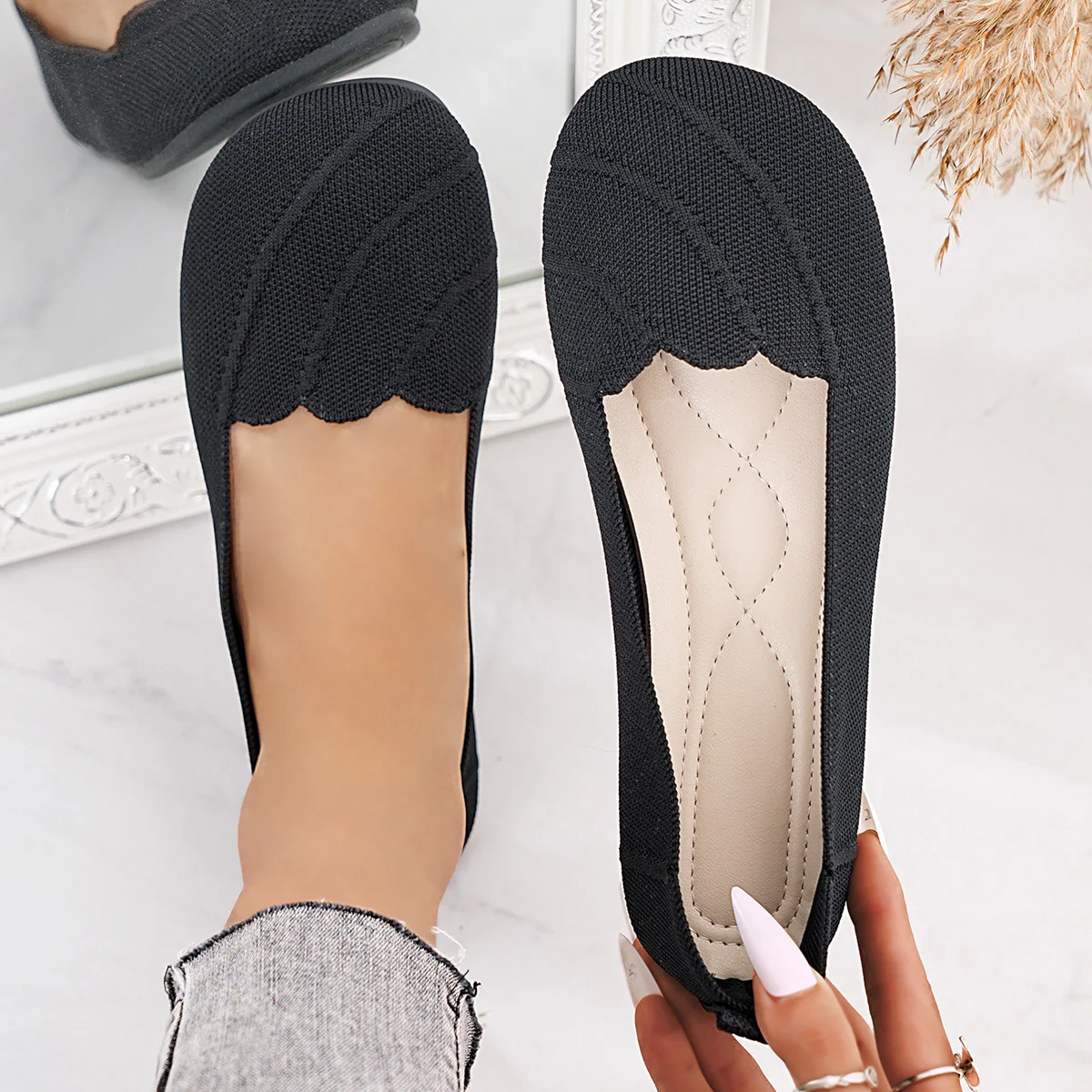 Damen Ballerinas mit elegantem Wellenmuster und rutschfester Sohle R&B - Image 6