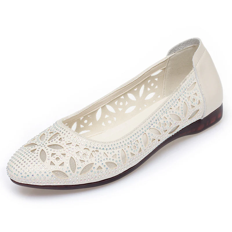 Damen Ballerinas mit filigranem Lochdesign und funkelnden Strassverzierungen R&B - Image 6