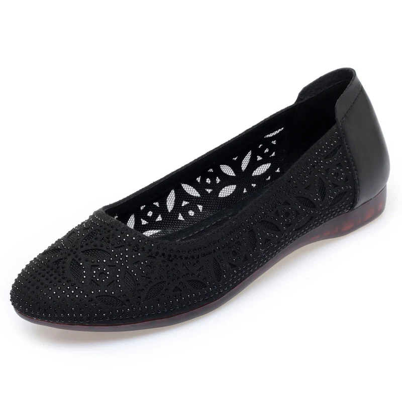 Damen Ballerinas mit filigranem Lochdesign und funkelnden Strassverzierungen R&B - Image 7