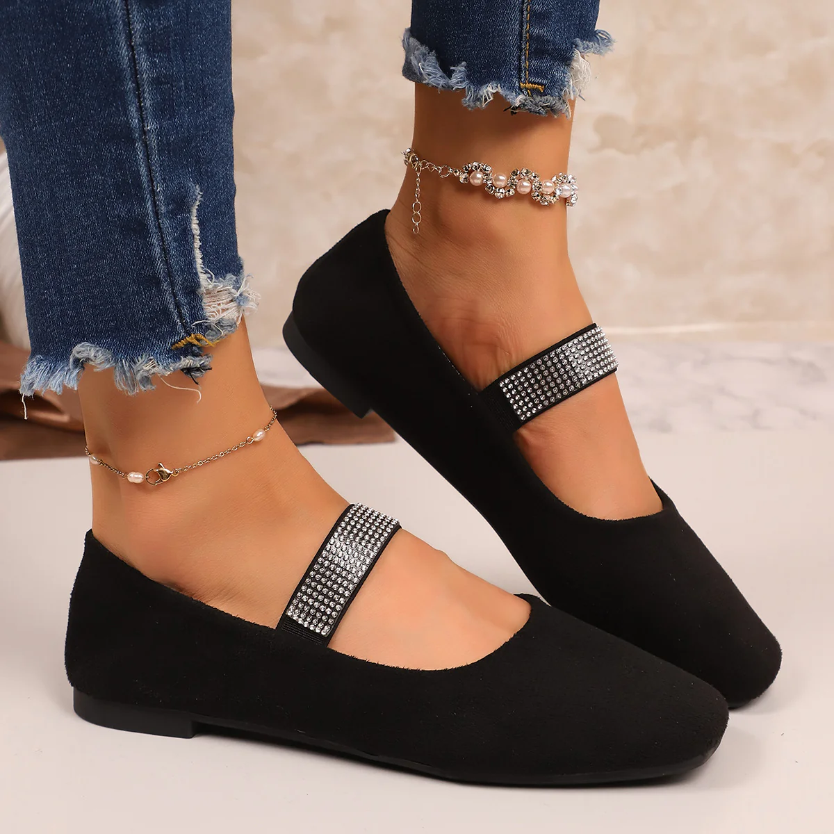 Damen Ballerinas mit glamourösem Riemchen und glitzerndem Schmuckdetail R&B - Image 4