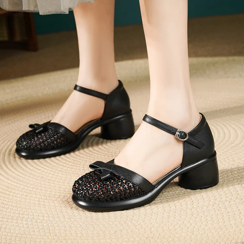Damen Ballerinas mit modischem Riemen und komfortablem Blockabsatz R&B - Image 4