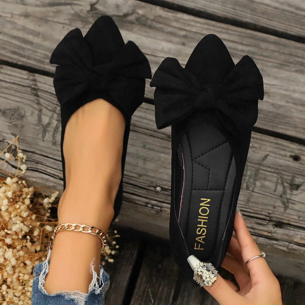 Damen Ballerinas mit modischer Schleifenapplikation und bequemem Fußbett R&B - Image 6