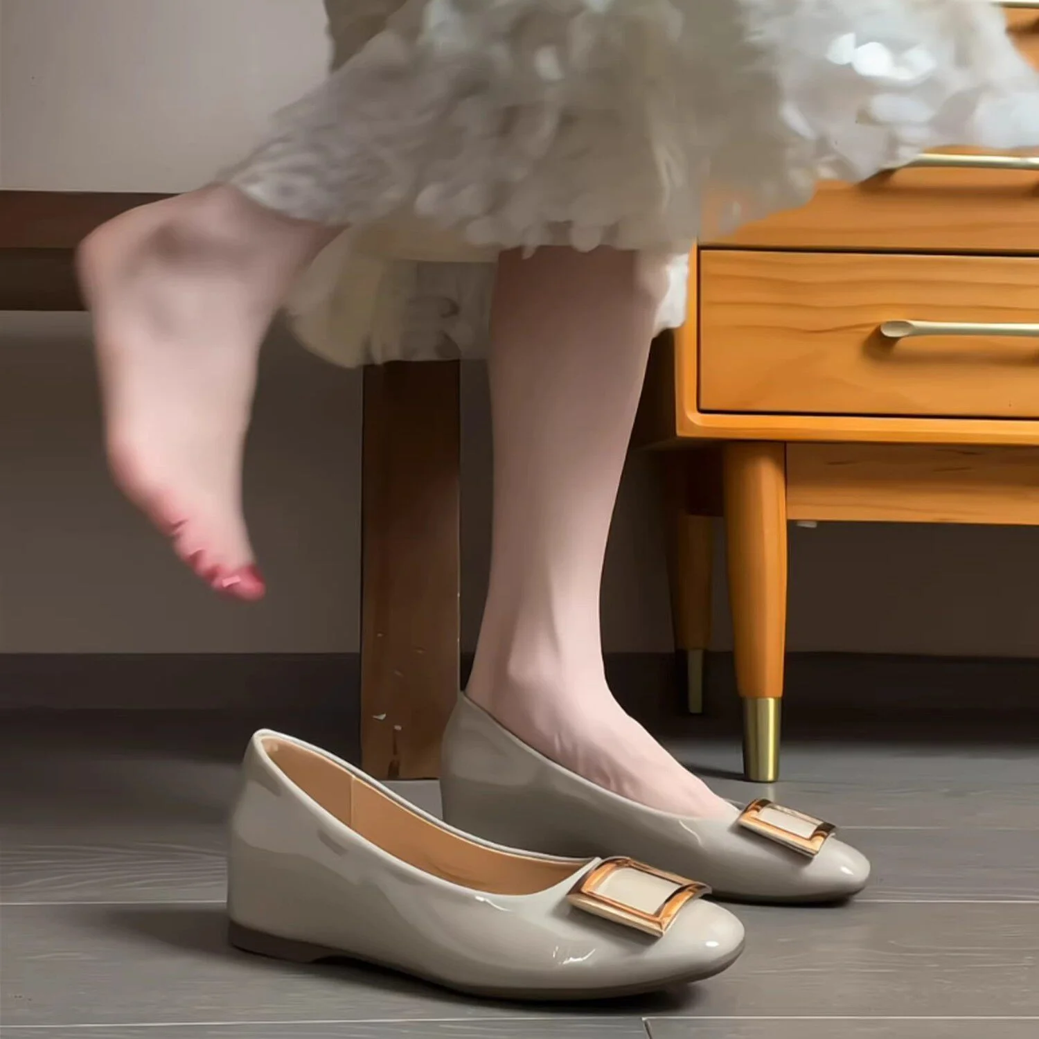 Damen Ballerinas mit modischer Schnallenverzierung und komfortablem Fußbett R&B - Image 7