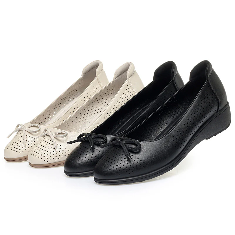 Damen Ballerinas mit perforierter Oberfläche und komfortablem Blockabsatz R&B - Image 5