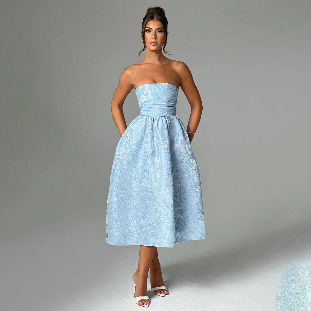 Damen Ballkleid mit schulterfreiem Design und fließendem Rock R&B - Image 9