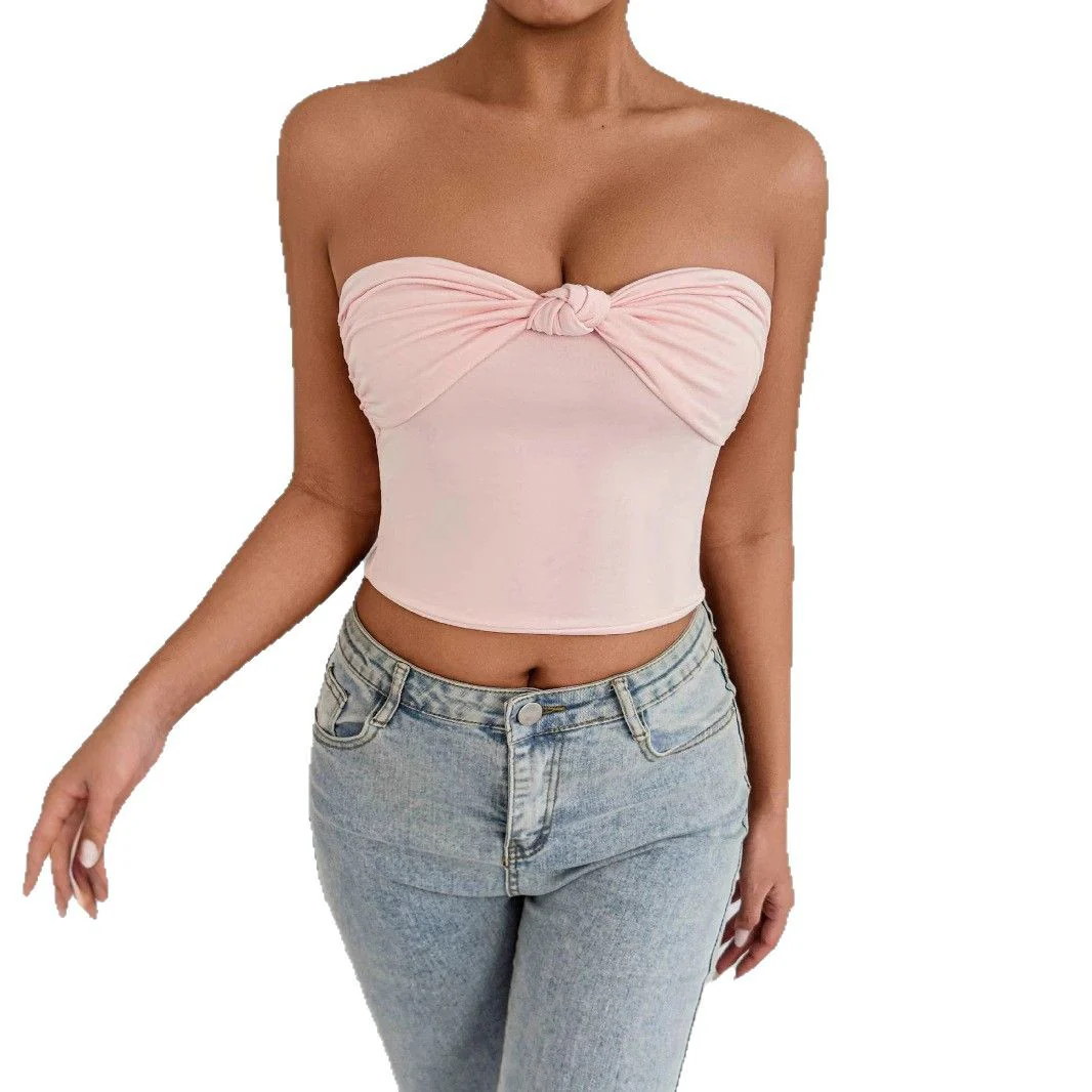 Damen Bandeau Crop-Top mit Knoten-Design R&B - Image 5
