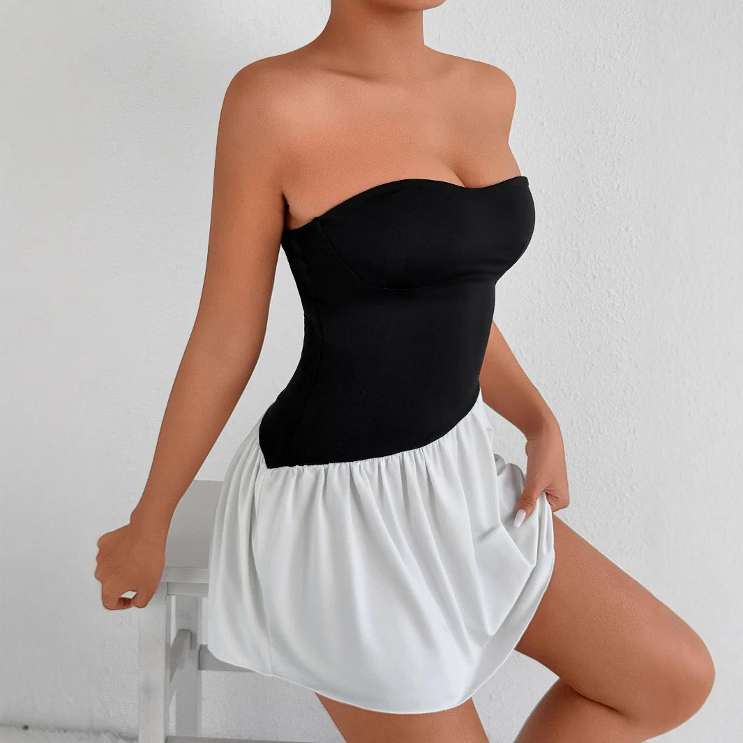 Damen Bandeau Kleid mit fließendem Rock R&B - Image 2