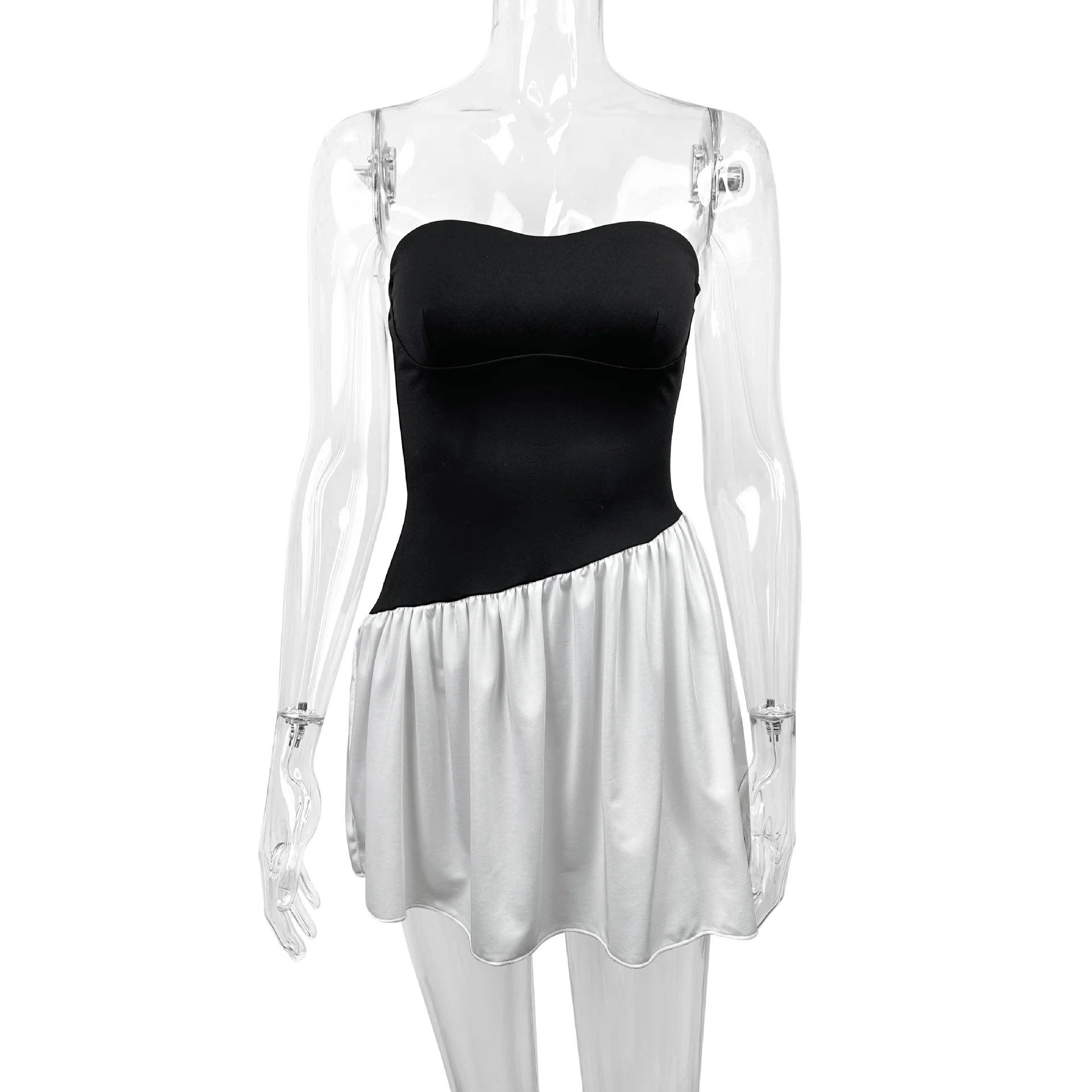 Damen Bandeau Kleid mit fließendem Rock R&B - Image 4