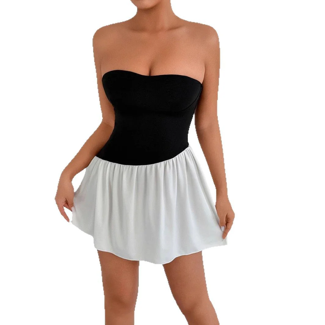 Damen Bandeau Kleid mit fließendem Rock R&B - Image 5