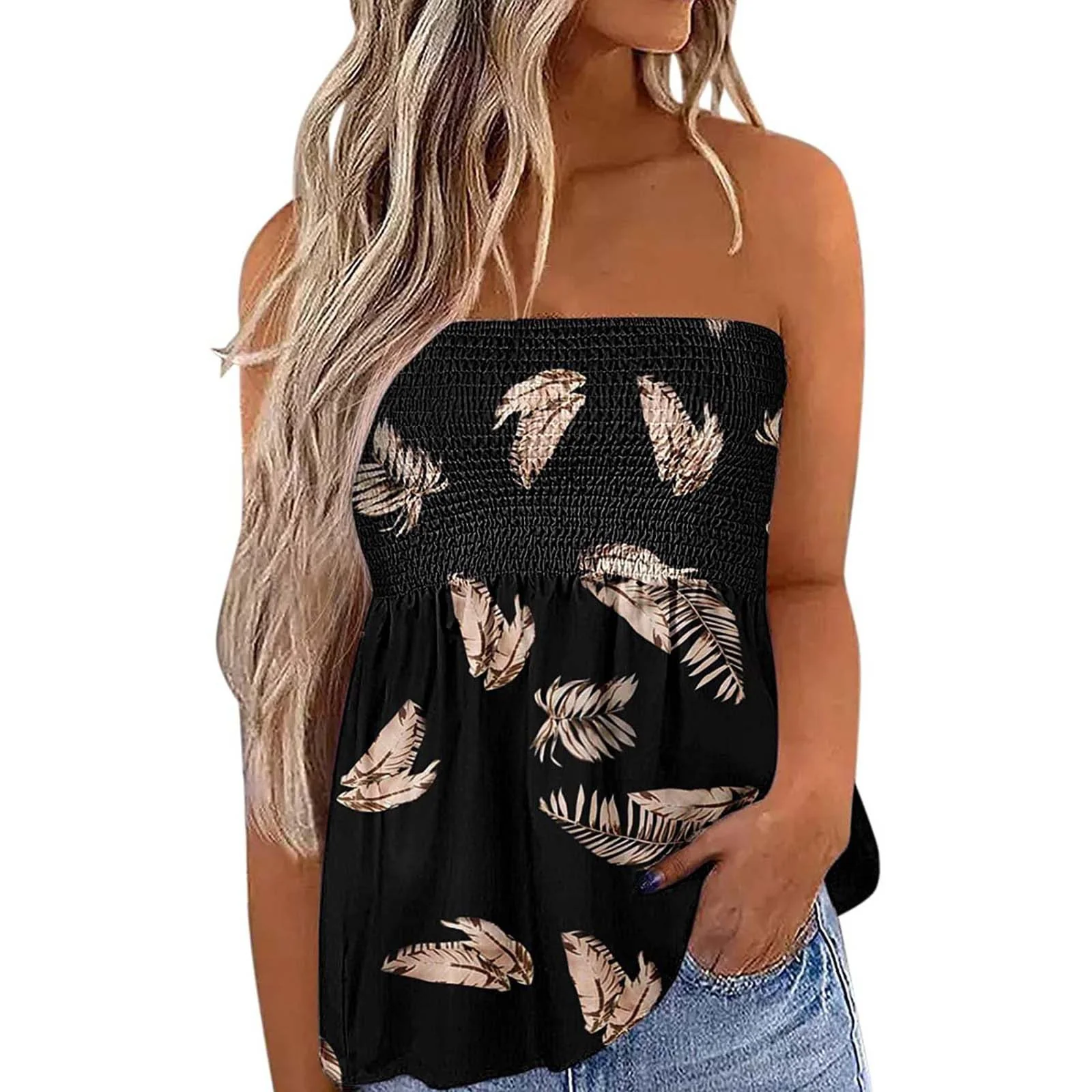Damen Bandeau-Top mit floralem Einsatz R&B - Image 3