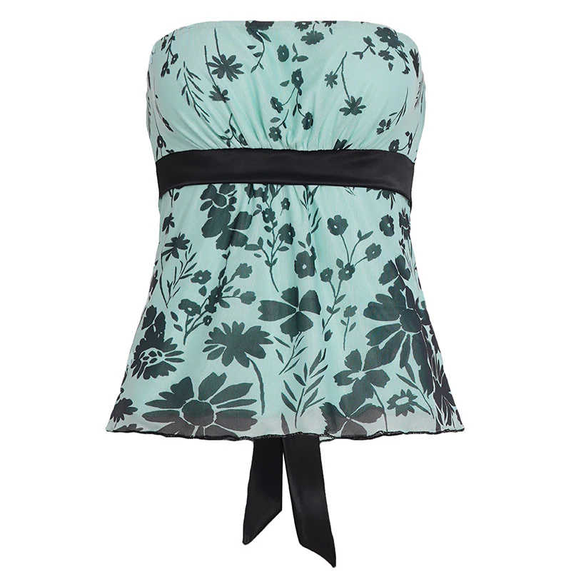 Damen Bandeau-Top mit floralem Design und verstellbarem Taillenband R&B - Image 6
